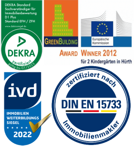 Auszeichnung europäische Kommission IVD Weiterbildung DIA Zertifizierung Immobilienmakler Hardy Fuß, DEKRA Sachverständiger in Frechen Köln West Footer