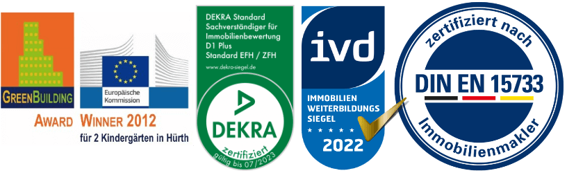 Auszeichnungen und Siegel DEKRA IVD DIA Hardy Fuß Immobilienmakler, Sachverständiger, Projektentwickler aus Frechen Köln West