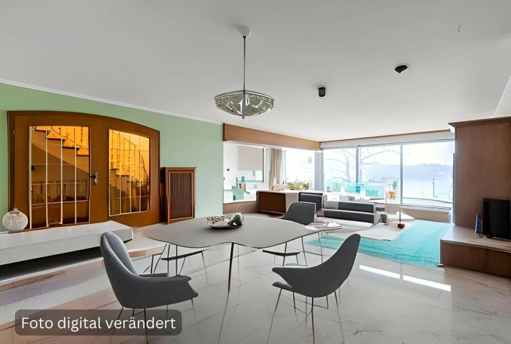 Geräumiges Mehrgenerationenhaus direkt am Rhein in Köln Porz Ensen - Esszimmer zum Kauf digital gestaged