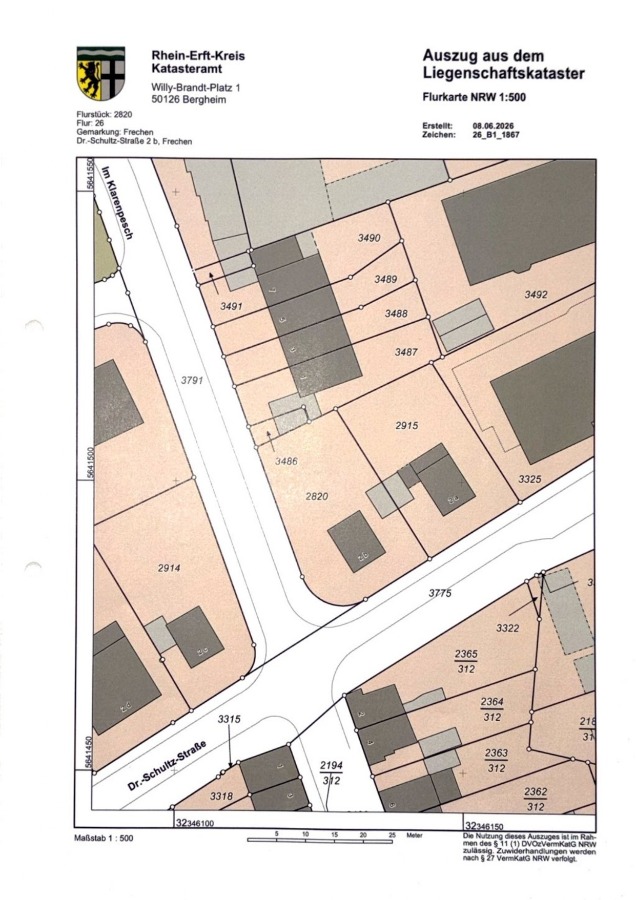 Lageplan Neubau MFH in Frechen Mitte