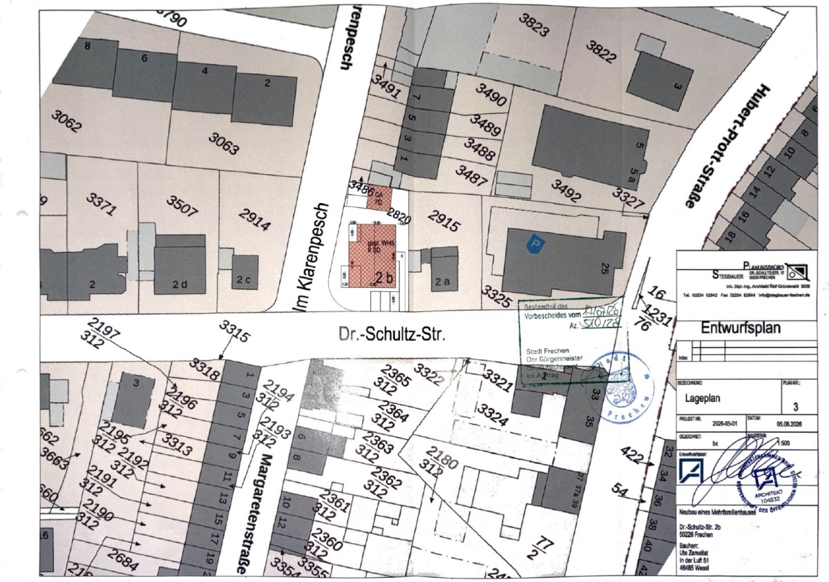 Lageplan Neubau MFH in Frechen Mitte
